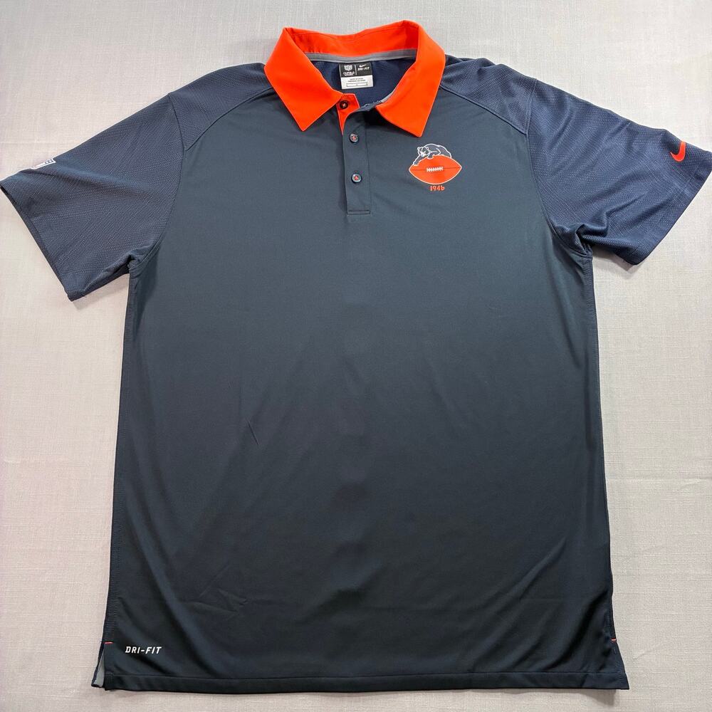 Nike Dri-FIT Chicago Bears NFL On Field Polo Shirt Mens Large Navy